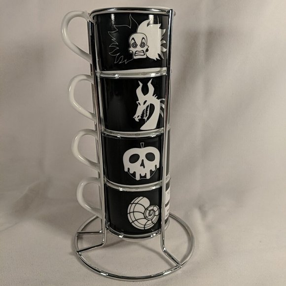 Disney Villains Stackable Coffee Mug Cups Tower Complete Set of 4 NEW Cruella - Picture 2 of 16